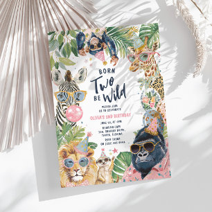 Invitación Animales de Safari Nacidos para ser Salvajes Cumpl