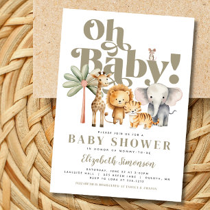 Invitación Animales de safari Oh Baby Cute Fiesta de Bebé Saf