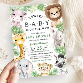 Invitación Animales de Safari para Baby Shower con tema de Ju