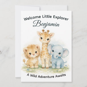 Invitación Animales de Safari para Baby Shower de Niño       