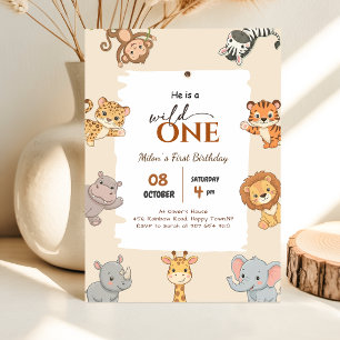 Invitación Animales de Safari para el Cumpleaños de un Niño d