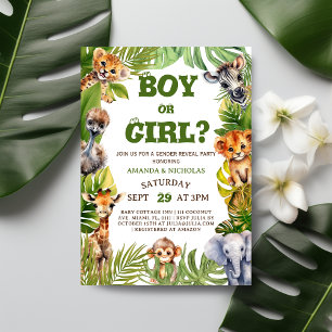 Invitación Animales de Safari Revelación Botánica de Género