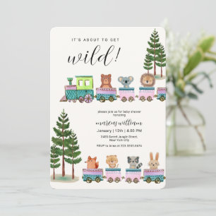 Invitación Animales de Safari Salvaje Caprichosos Tren Baby S
