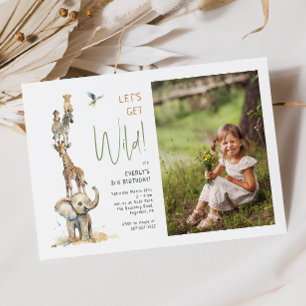 Invitación Animales de Safari "Vamos a salvajes". Foto Cumple