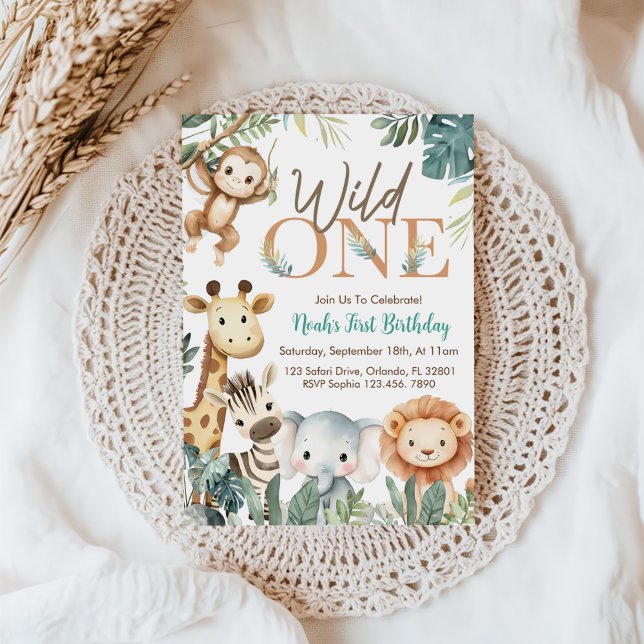 Invitación Animales de Safari Wild One Fiesta de Cumpleaños N (Subido por el creador)