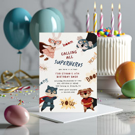 Invitación Animales de superhéroes adoran a los niños invitac