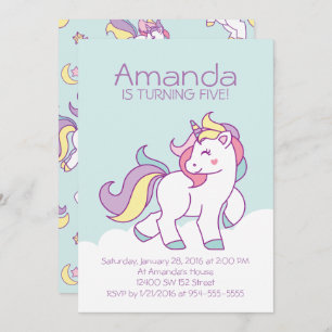 Invitación Animales de unicornio pastoral, mágicos, cumpleaño