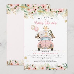 Invitación Animales De Verdor Gold Safari Manejados Por Baby