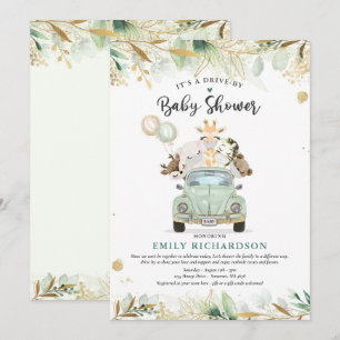 Invitación Animales De Verdor Gold Safari Manejados Por Baby