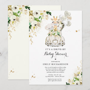 Invitación Animales De Verdor Gold Safari Manejados Por Baby