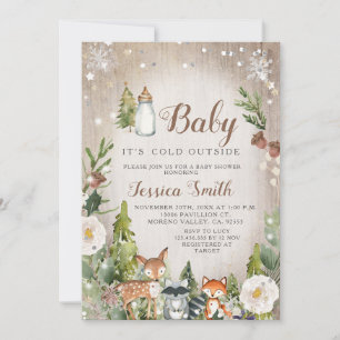 Invitación Animales de Winter Woodland fríos fuera de Baby Sh