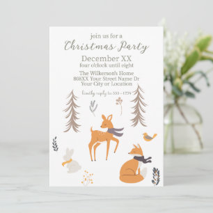 Invitación Animales de Winter Woodland Navidades de arte folc