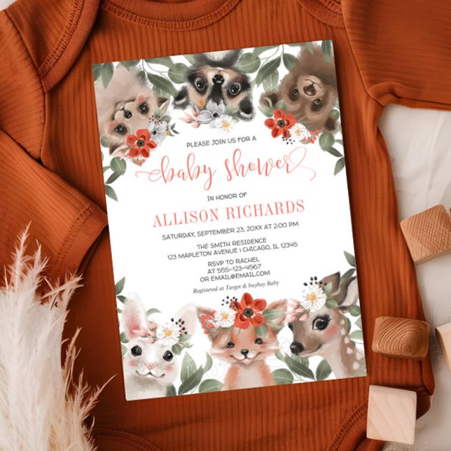 Invitación Animales de Woodland Amigos del bosque chica ducha (Subido por el creador)