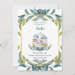 Invitación Animales de Woodland Baby Shower