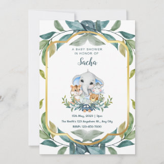 Invitación Animales de Woodland Baby Shower