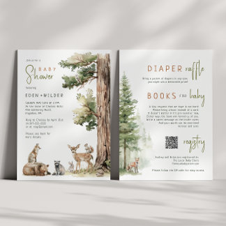 Invitación Animales de Woodland | Baby Shower All In One Pare