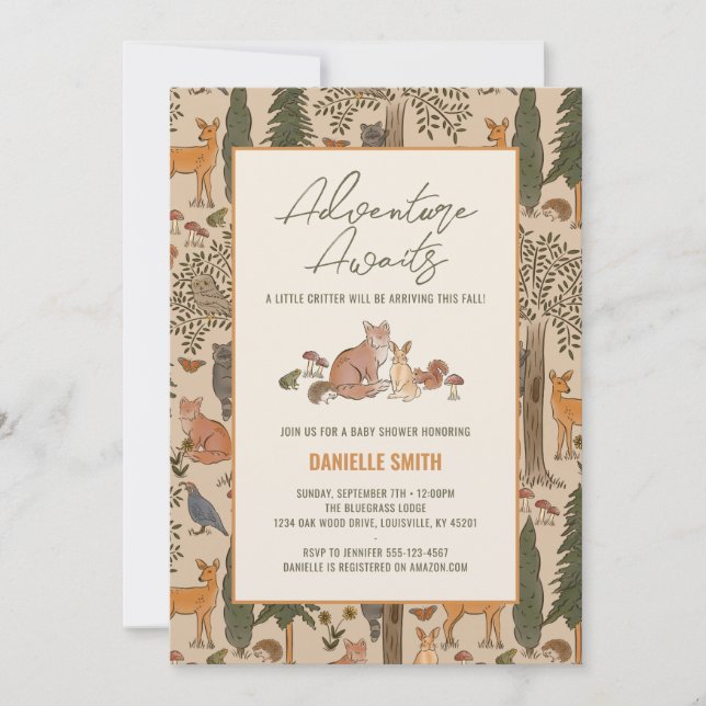 Invitación Animales de Woodland Baby Shower invita a los niño (Anverso)