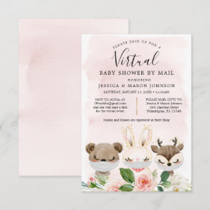 Invitación Animales de Woodland: Baby Shower virtual invita a