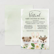 Animales de Woodland: Baby Shower virtual invita a