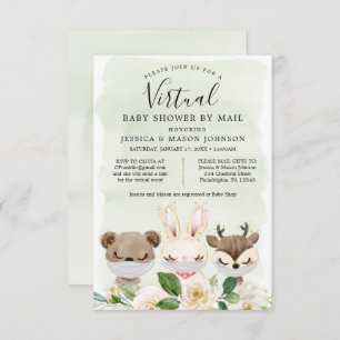 Invitación Animales de Woodland: Baby Shower virtual invita a