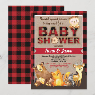 Invitación Animales de Woodland bebé duchón leñador platillo 