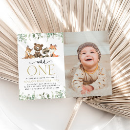 Invitación Animales de Woodland, Bosque, Salvaje, Primer Cump