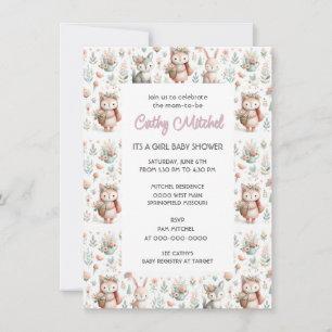 Invitación Animales de Woodland de Baby Shower