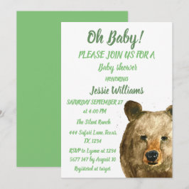 Invitación Animales de Woodland de oso lindo oso Ducha para b