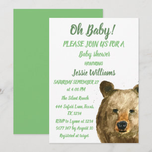 Invitación Animales de Woodland de oso lindo oso Ducha para b