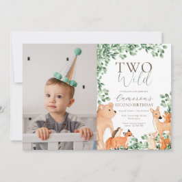 Invitación Animales de Woodland Dos Wild Second Birthday Phot