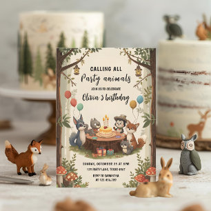 Invitación Animales de Woodland Fiesta forestal de cumpleaños