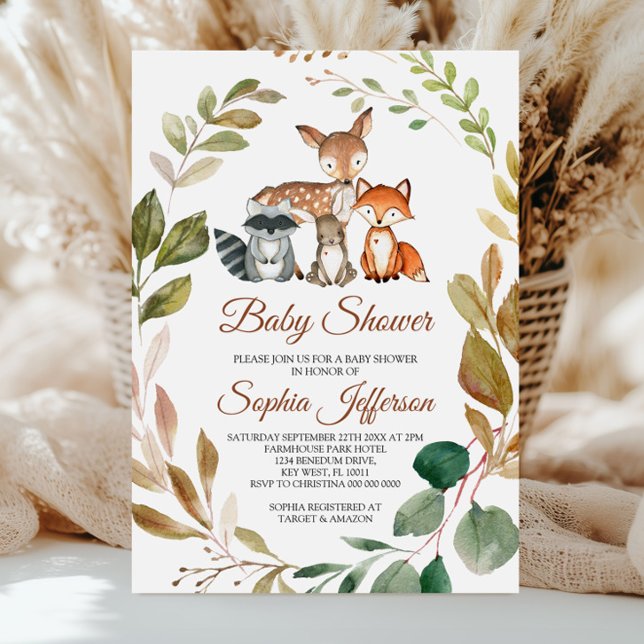 Invitación Animales de Woodland Forman Baby Shower Rústico (Subido por el creador)