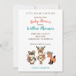 Invitación Animales de Woodland Invitan a la Tribal Boho Baby