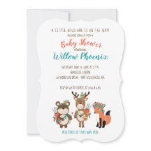 Animales de Woodland Invitan a la Tribal Boho Baby