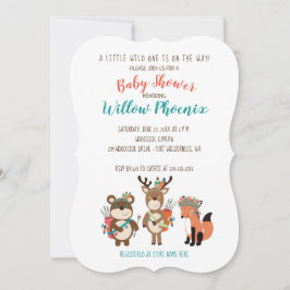 Invitación Animales de Woodland Invitan a la Tribal Boho Baby