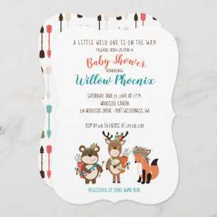 Invitación Animales de Woodland Invitan a la Tribal Boho Baby