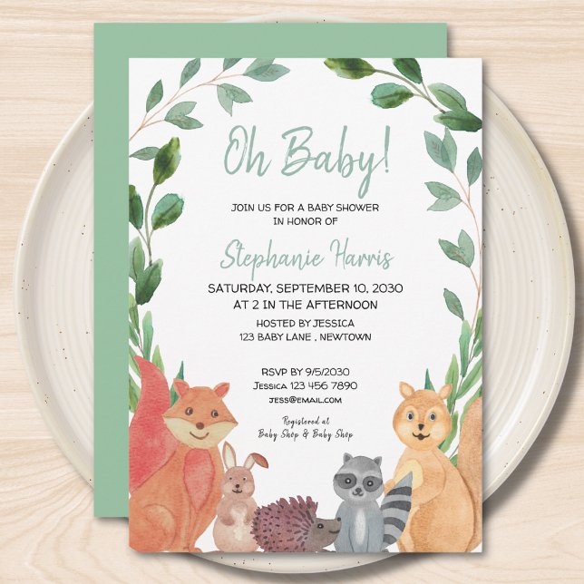 Invitación Animales de Woodland Oh Baby Baby Shower (Subido por el creador)