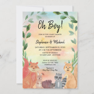 Invitación Animales de Woodland Oh Boy Couples Baby Shower
