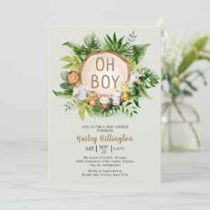 Invitación Animales de Woodland Oh Boy Forest Baby Shower