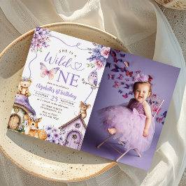 Invitación Animales de Woodland salvajes foto de un primer cu