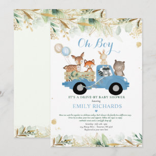 Invitación Animales De Woodland Verdor Manejados Por Baby Sho