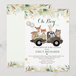 Invitación Animales De Woodland Verdor Manejados Por Baby Sho