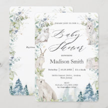 Animales del Ártico Invernal Baby Shower Neutral A