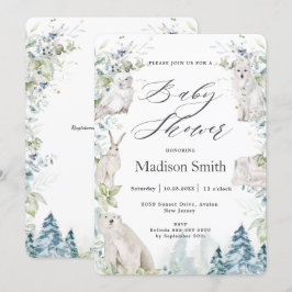 Invitación Animales del Ártico Invernal Baby Shower Neutral A