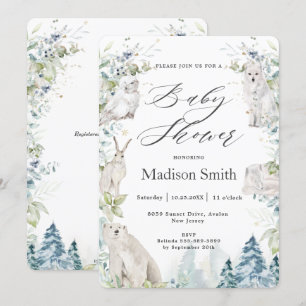 Invitación Animales del Ártico Invernal Baby Shower Neutral A