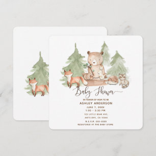 Invitación Animales del Bosque Acuarela Shower de Bebé