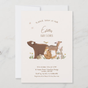 Invitación Animales del Bosque Amigos del Bosque Baby Shower