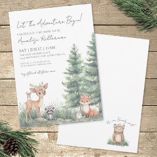 Invitación Animales del Bosque Aquarela Fiesta para Bebé del 