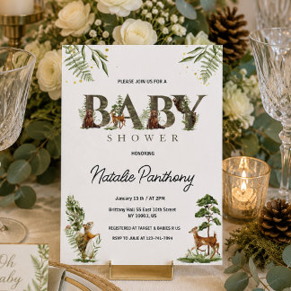 Invitación Animales del Bosque Baby Shower