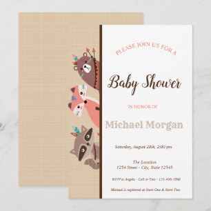 Invitación Animales del bosque Baby Shower Woodland